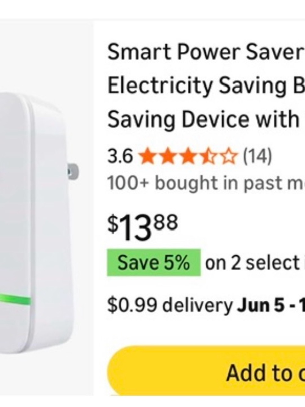 Smart Power Saver Plug - White with Green Accent